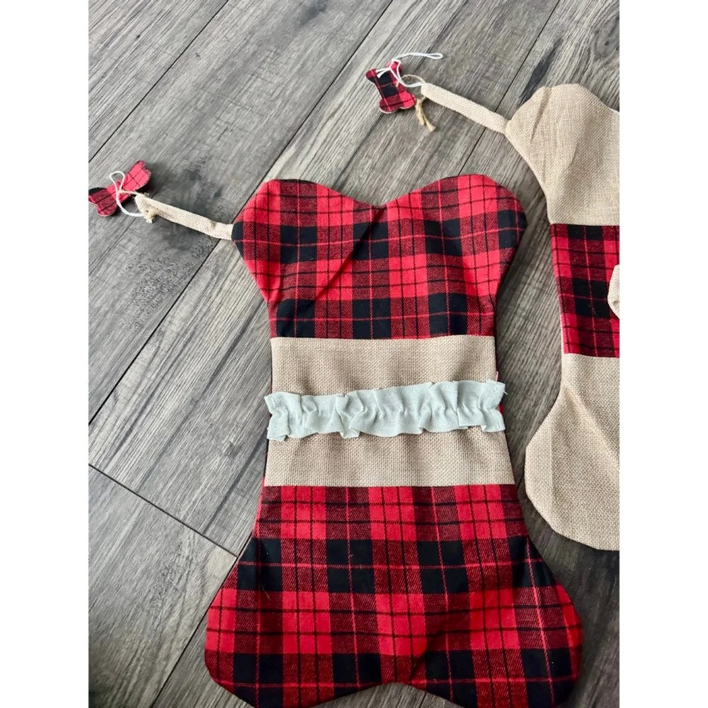 Two Pack Burlap Dog Bone Christmas Stocking, Bought and Didn’t Use, oops